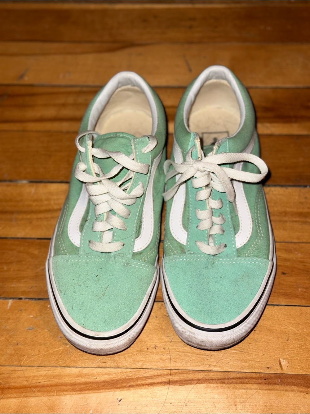 Vans Old Skool Sneakers in Mint Green & White